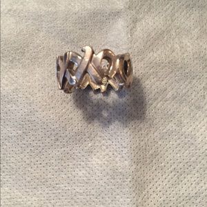 Tiffany Kisses and Hugs Silver Ring size 7